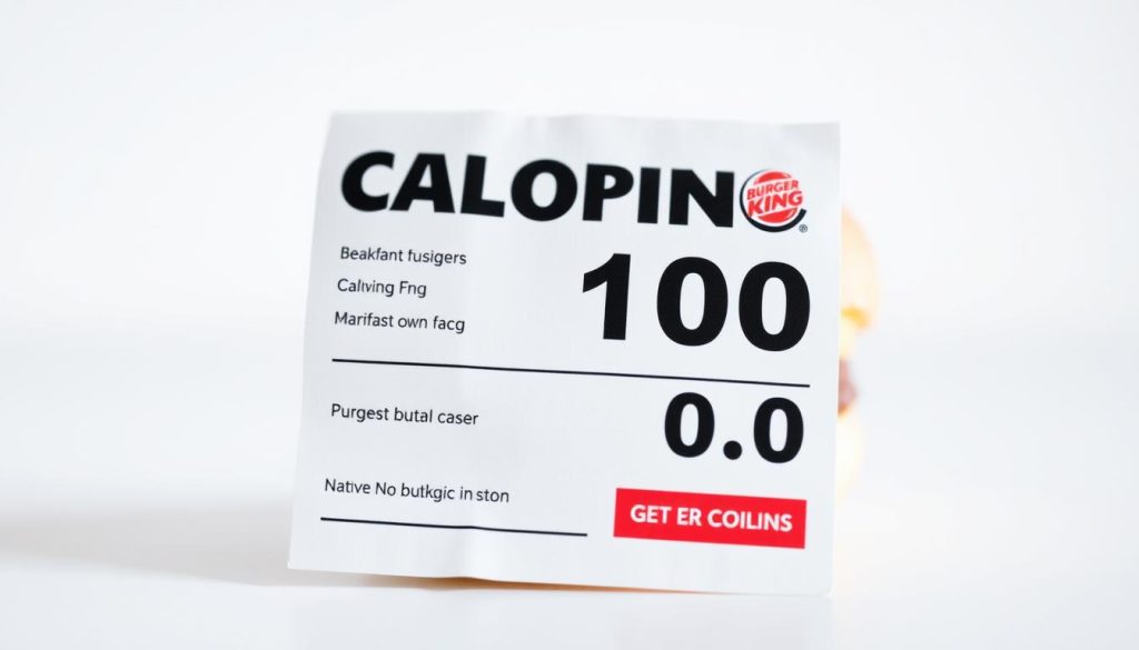 Detailed close-up shot of a Burger King breakfast menu item, capturing the calorie count in a clear and informative manner. The item is presented on a clean, minimalist background, with natural lighting and a shallow depth of field to draw the viewer's attention to the nutritional information. The calorie count is prominently displayed, conveying the health-conscious and educational focus of the image. The overall composition is visually appealing and professional, suitable for use in a nutrition-focused article on Burger King's breakfast offerings.