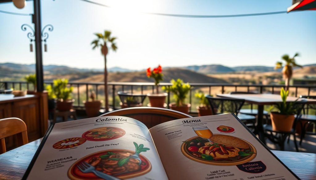 Colombian restaurant menu California