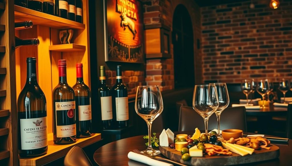 Italian wine selection in California restaurant